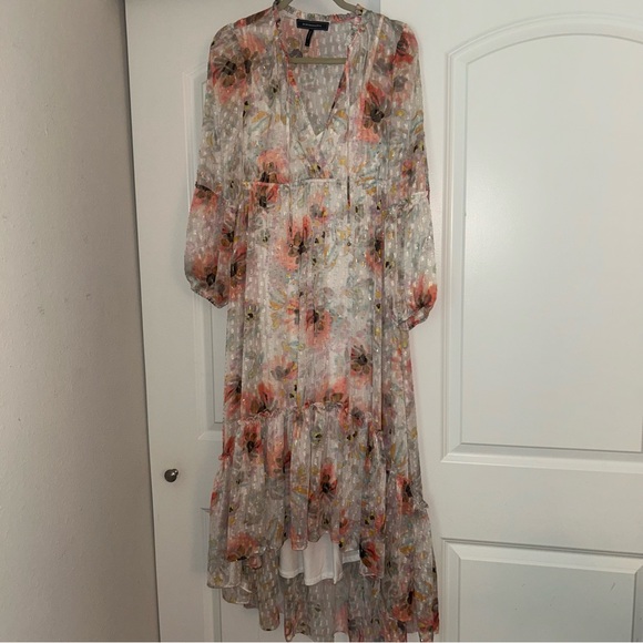 BCBGMaxAzria High Low Dress - Coral and Cream Floral - Picture 1 of 4